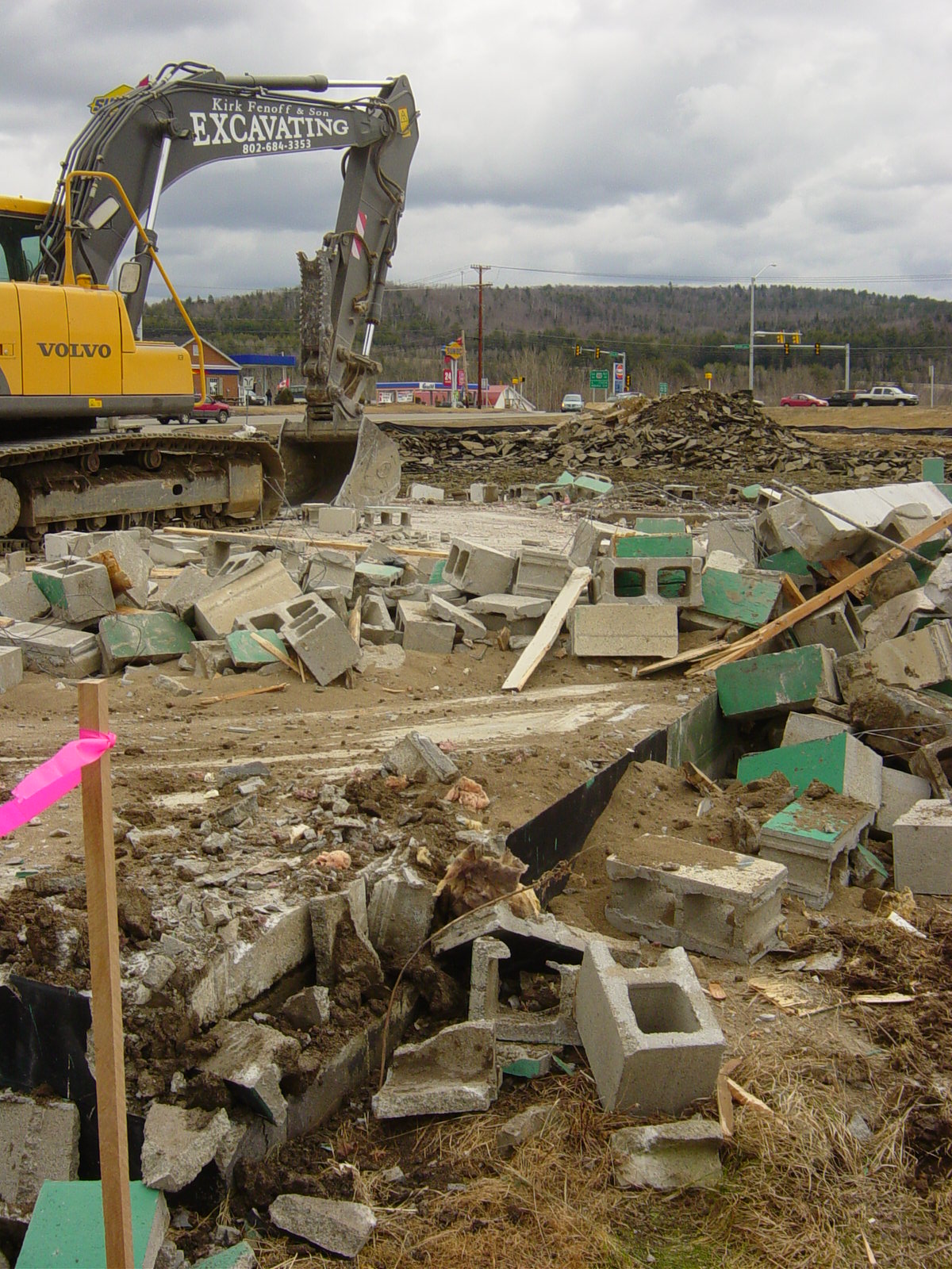 Demolition of the brewery — rubble and excavator