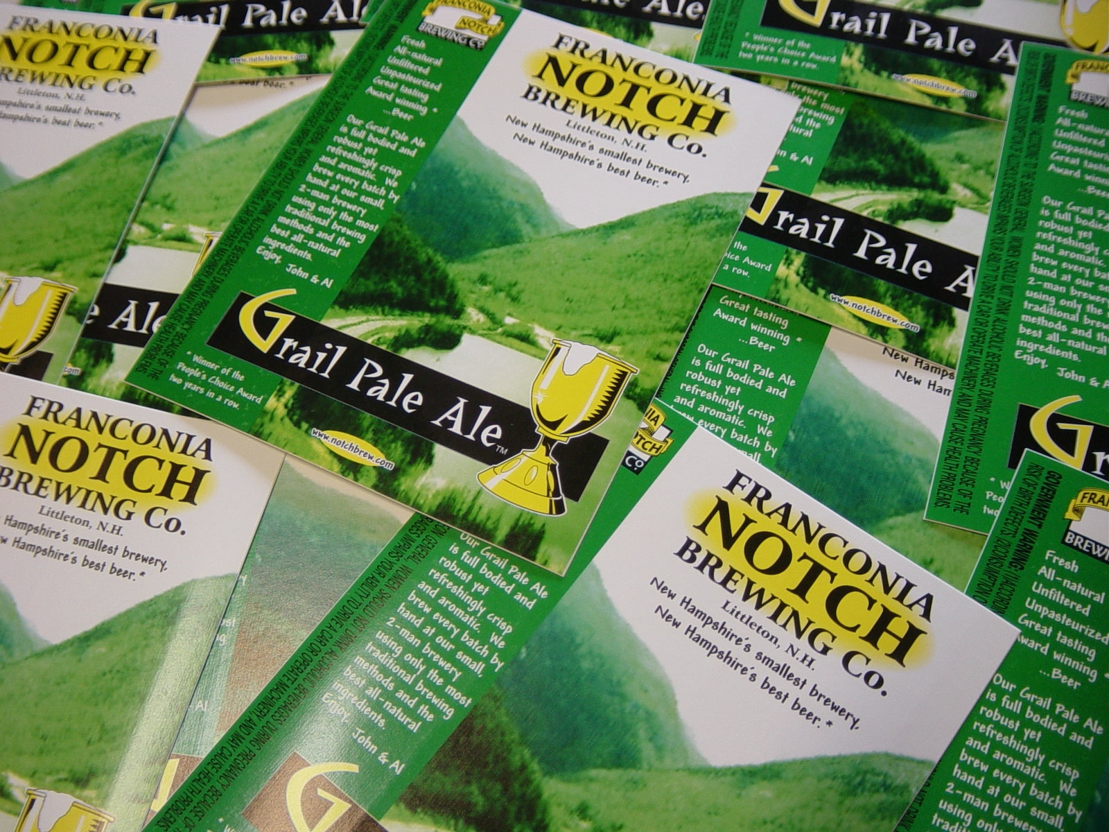 Spread of Grail Pale Ale labels